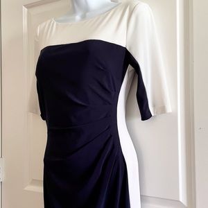 NWT CHAPS Navy/White Color Block Dress